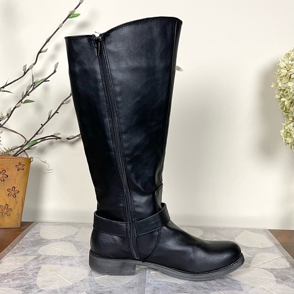 NIB Rampage Allison Asymmetrical Zipper Buckled Knee High Tall Riding/Biker Boot - Picture 13 of 16